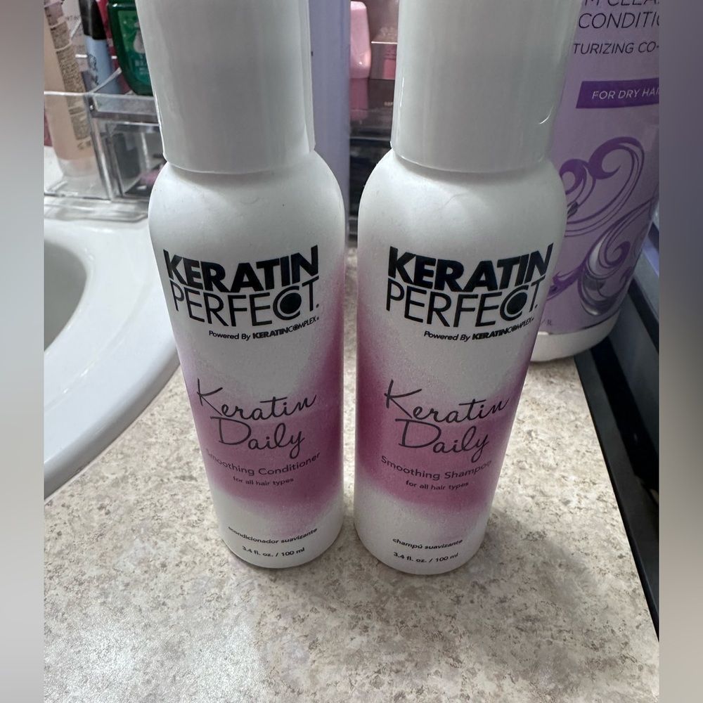 Keratin perfect shampoo and conditioner. Never opened- still sealed. 3.4 Fl oz